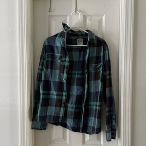 Mossimo Supply Co. Teal and Brown Plaid Shirt